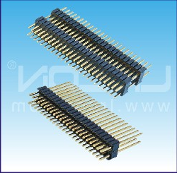 1.27*2.54mm间距 双排针 双塑 180度/1.27*2.54mm Pin Header Dual Row Two Layer Straight