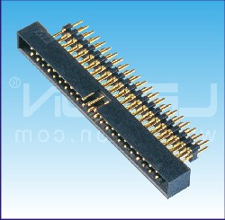 2.0mm间距 莫仕简牛 带窗口 180度 加塑胶 塑高=6.4mm / 2.0mm Pitch Box Header Straight Two Layer H=6.4mm