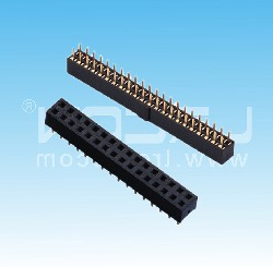 2.0mm间距 双排母 180度  U型 带凸 塑高=4.3mm / 2.0mm Pitch Female Header Dual Row Straight U Type H=4.3mm